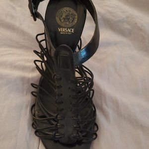 Versace Black Patent Leather Sandals